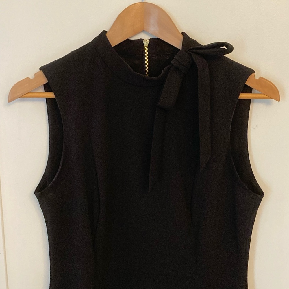 Calvin Klein Black Midi Pencil  Dress Sleeveless With Bow Size 8 - Picture 6 of 12